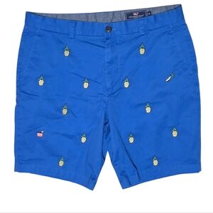 Vineyard Vines Embroidered Breaker Shorts Pineapple Blue 9" Inseam Size 34